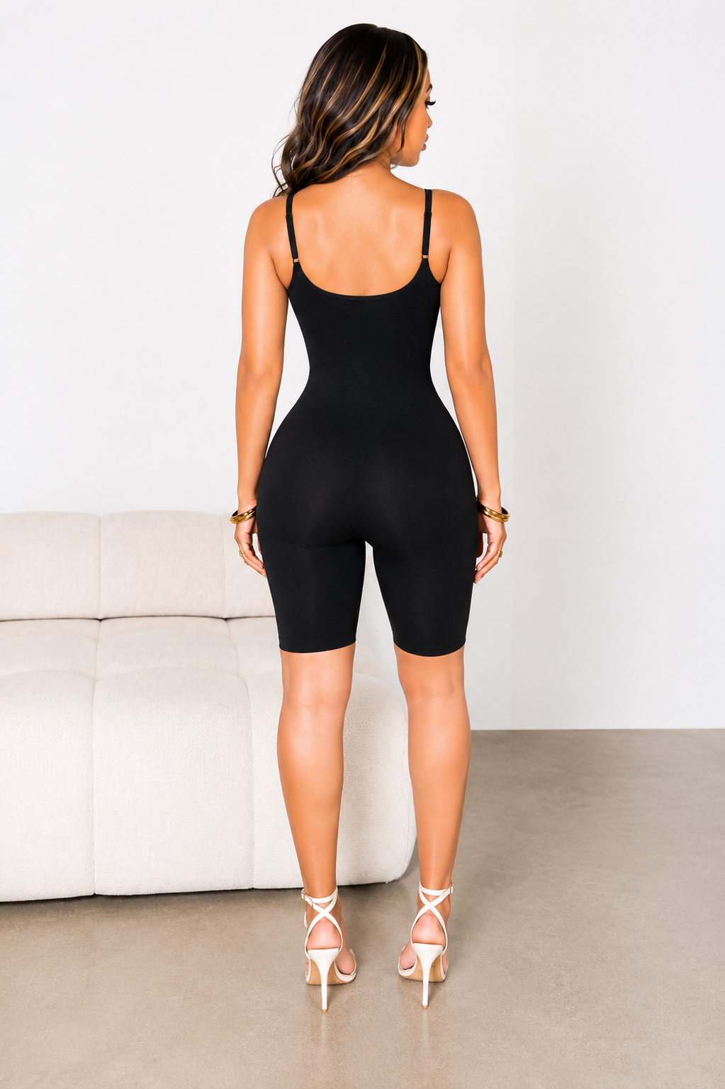 Clips and Zip Mid Thigh Bodysuit