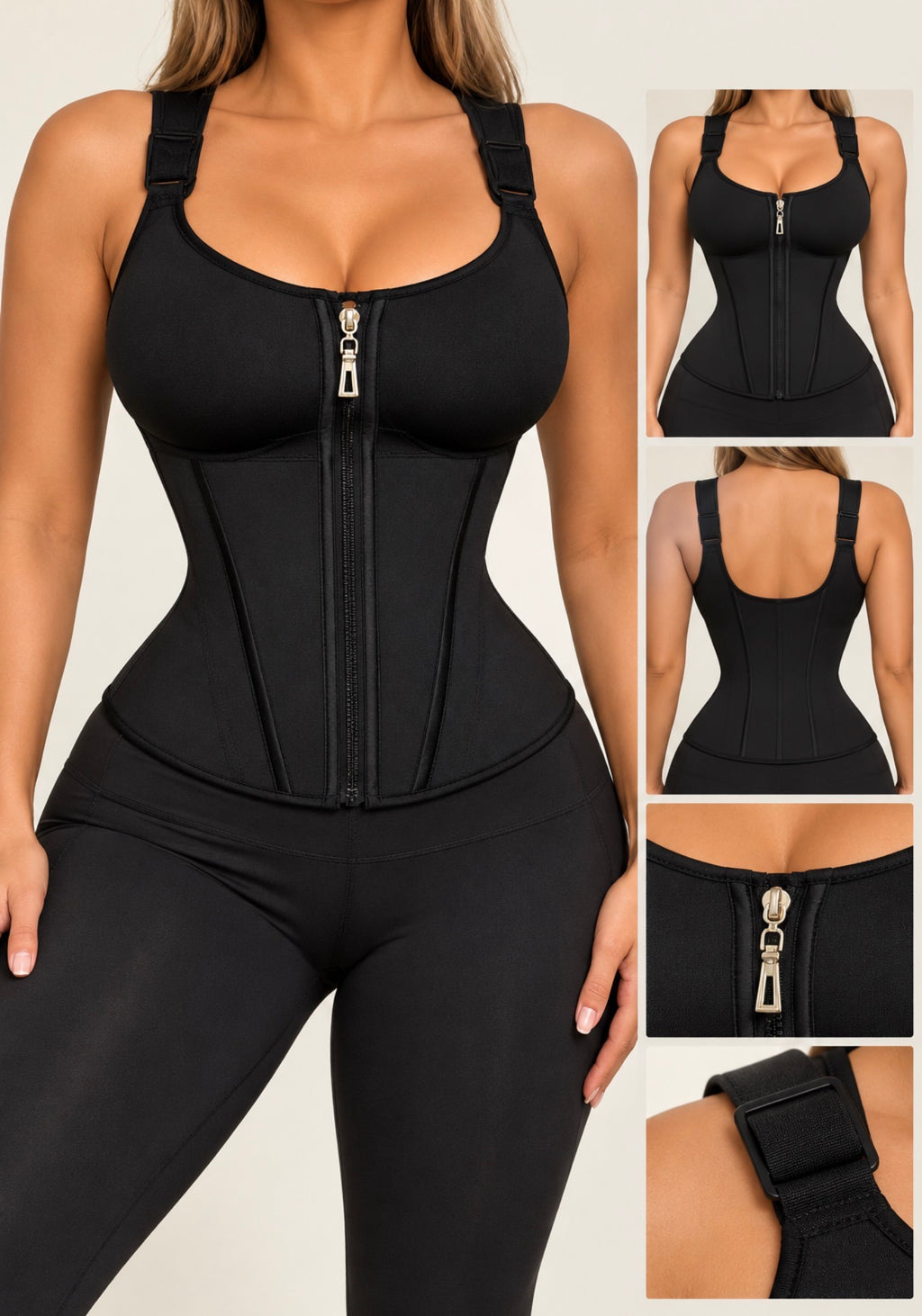 Black zip-front
