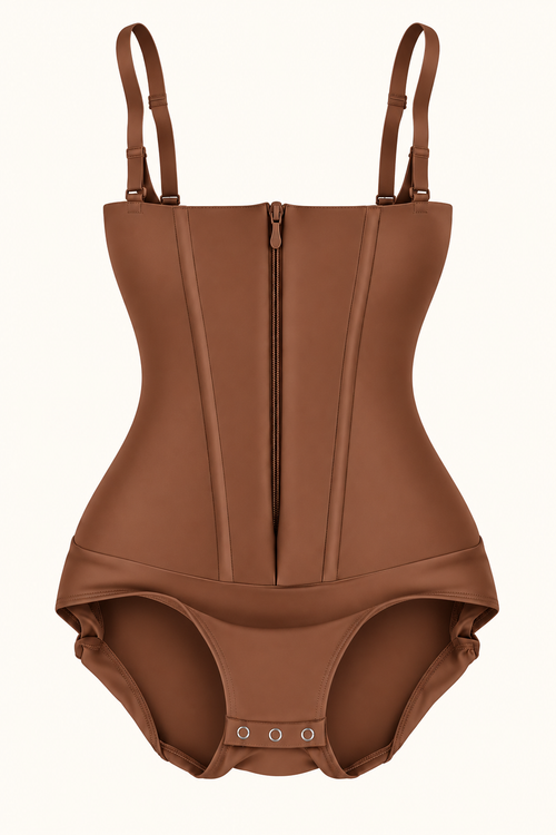 Sculpt Hourglass Compression Bodysuit cocoa brown front